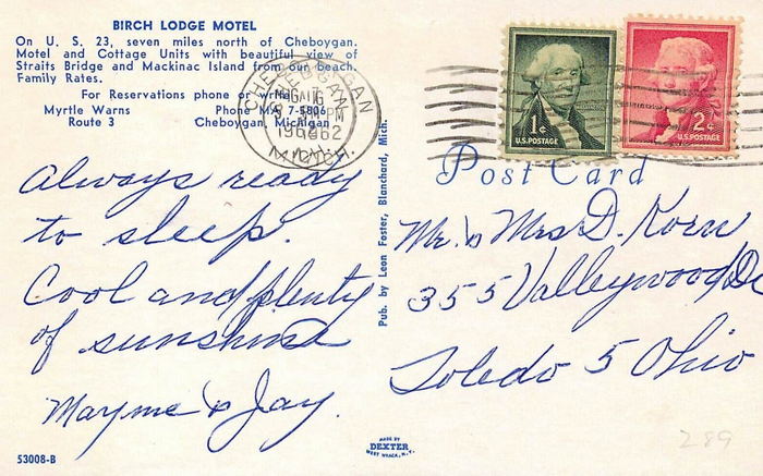 Birch Lodge Motel - Old Post Card